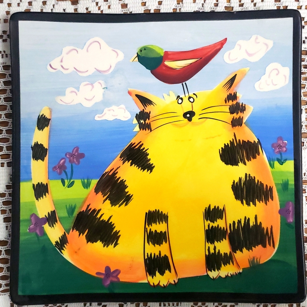 2005 Naylor Designs Ceramic Cat Design Decorative Wall Plate